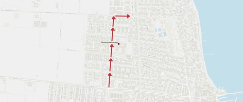 Kort over vejarbejde og ensretning på Hartkornsvej og Ndr. Dragørvej.