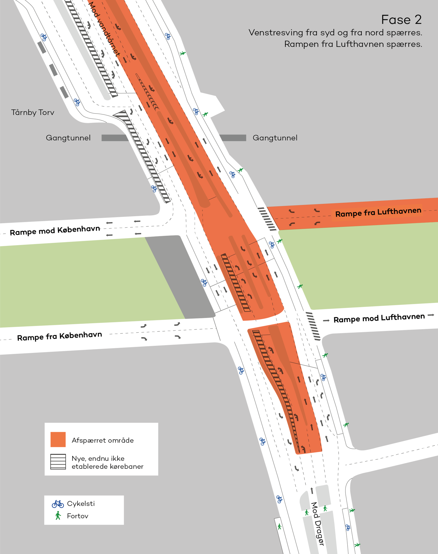 Illustration af vejarbejdet. Afkørsel 18 er spærret.