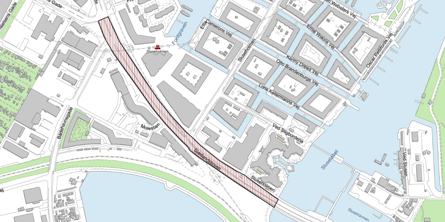 Kortoversigt over asfaltarbejde ved Slusen (Kilde Københavns Kommune) 